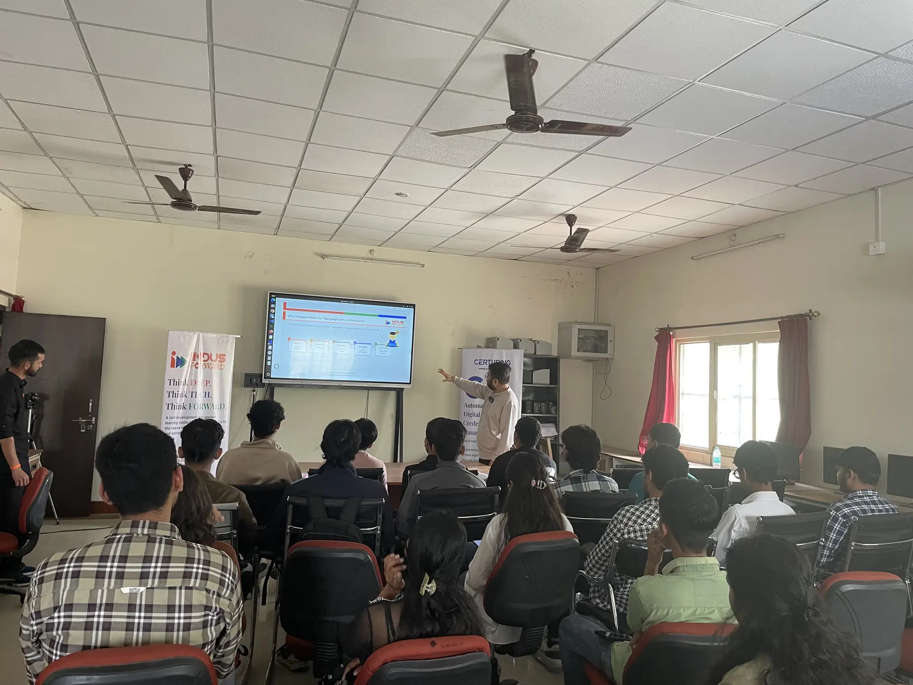 Instructor leading a cybersecurity workshop