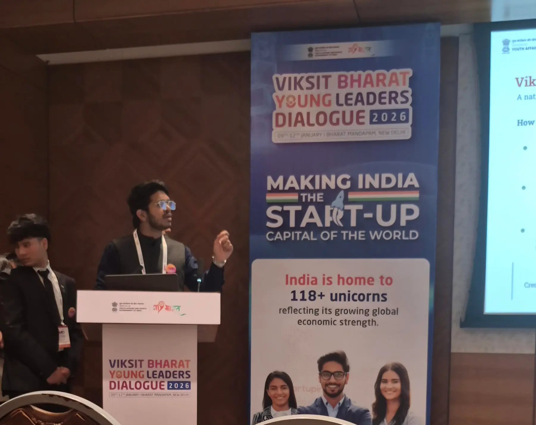 Participant presenting on stage at the national convention